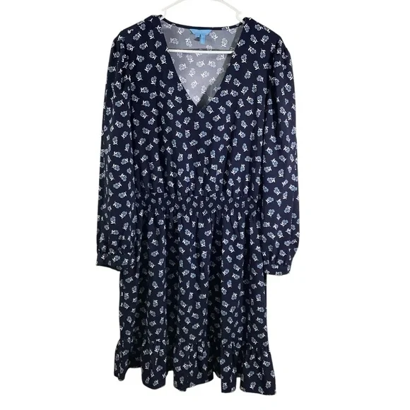 Draper James Navy Floral Peasant Dress - Picture 1 of 8
